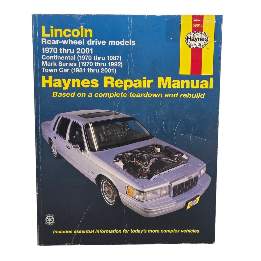 Haynes Repair Manual Lincoln RWD 1970-2001 Town Car Continental Mark Ser 59010